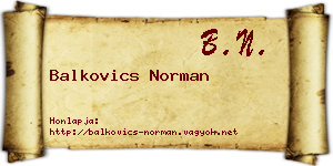 Balkovics Norman névjegykártya